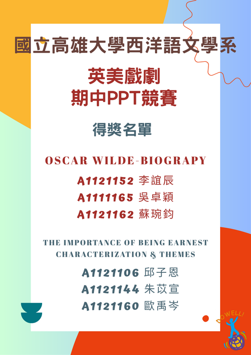 恭賀！114-1英美戲劇期中簡報競賽獲獎同學圖片